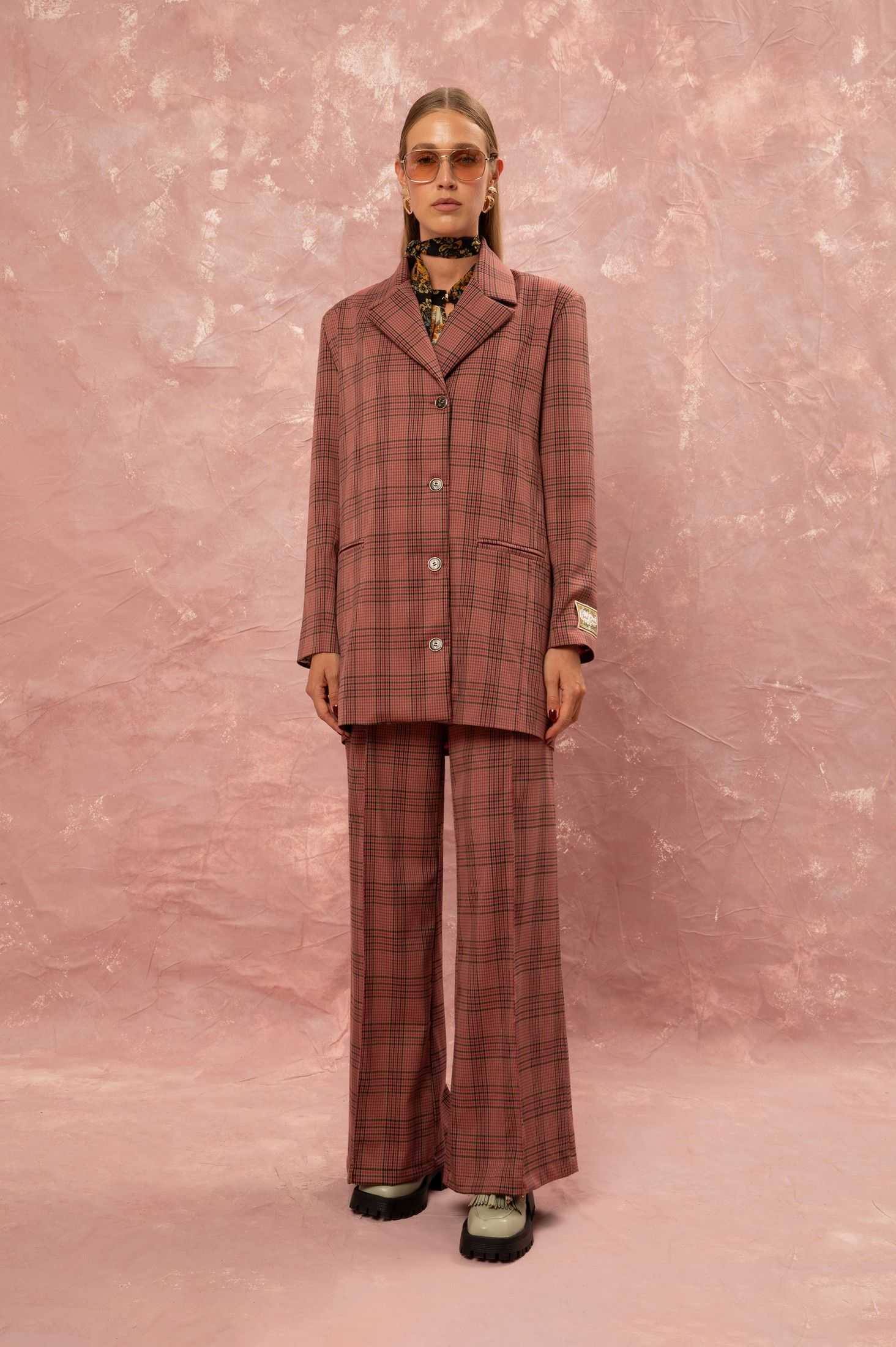 OVERSIZED BLAZER - CHECKED FUCHSIA