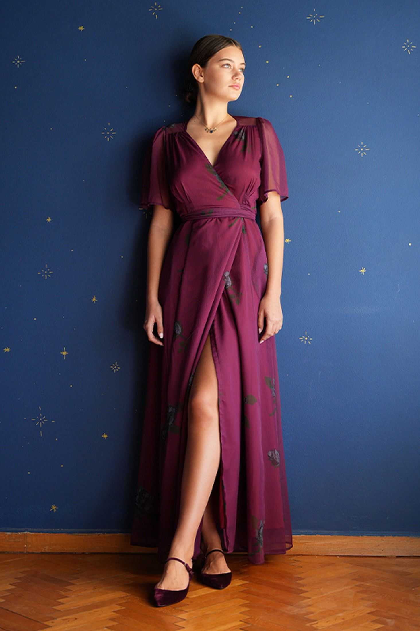 melita dress in bordeaux