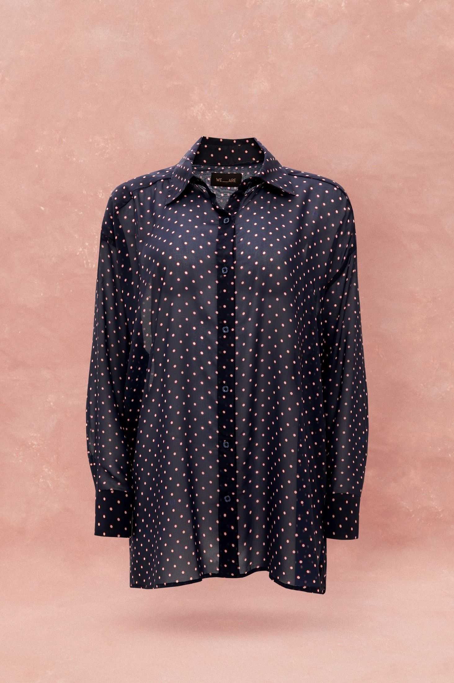 OVERSIZED CHIFFON SHIRT - FLORAL DOT BLUE