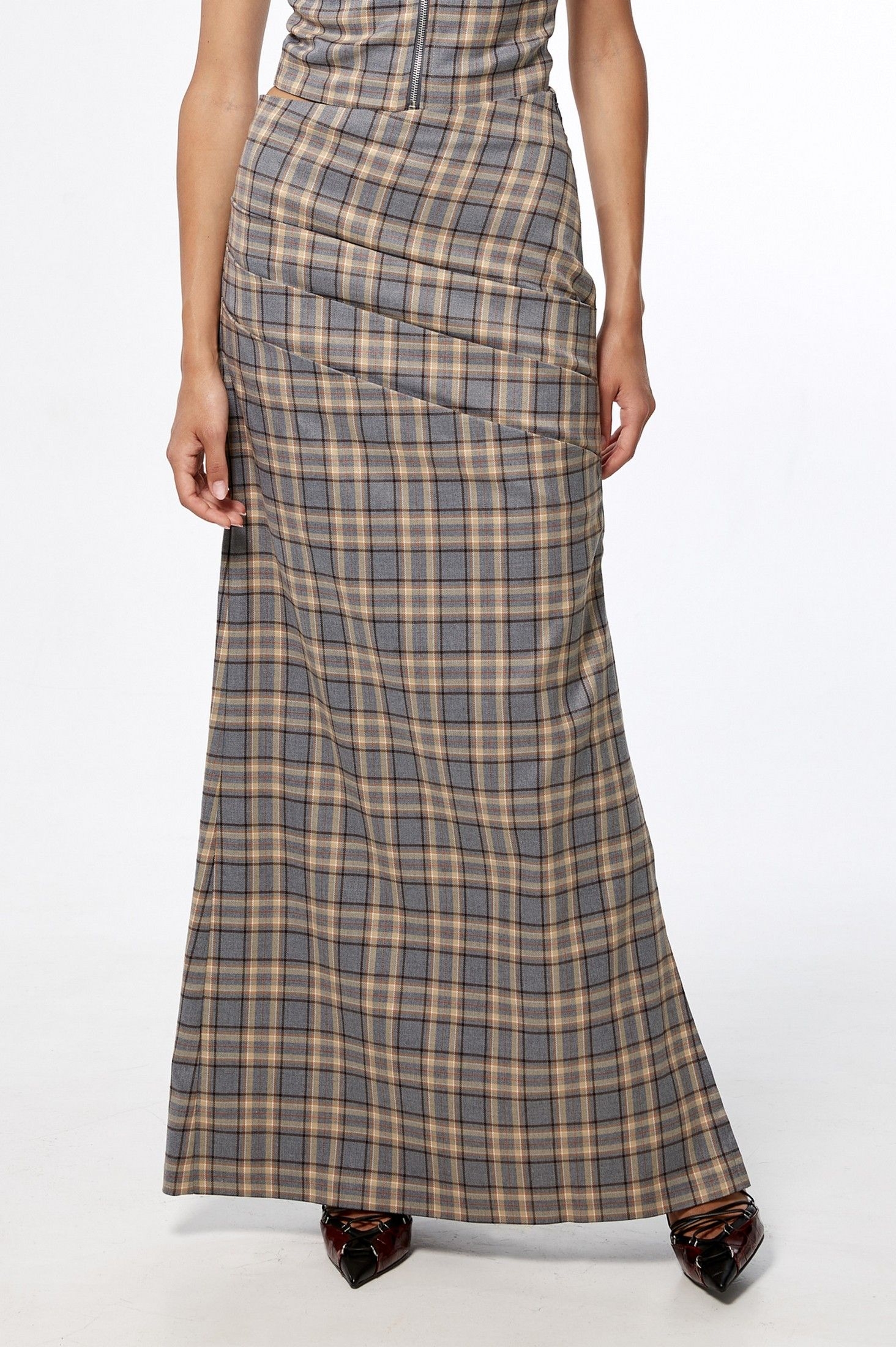 PLAID FUSION MAXI SKIRT ' - ' ΦΟΥΣΤΕΣ