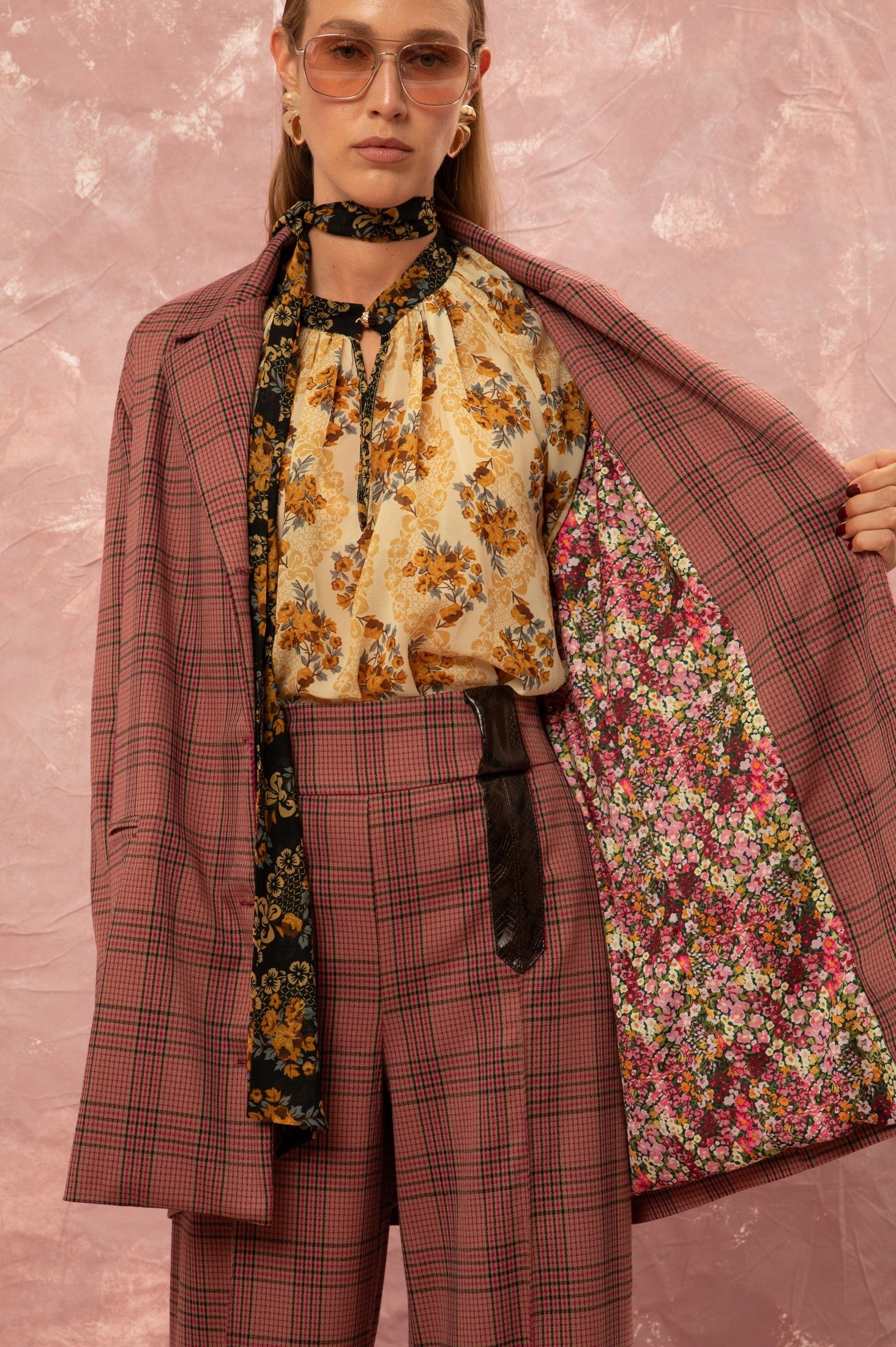 OVERSIZED BLAZER - CHECKED FUCHSIA ' - ' ΣΑΚΑΚΙΑ