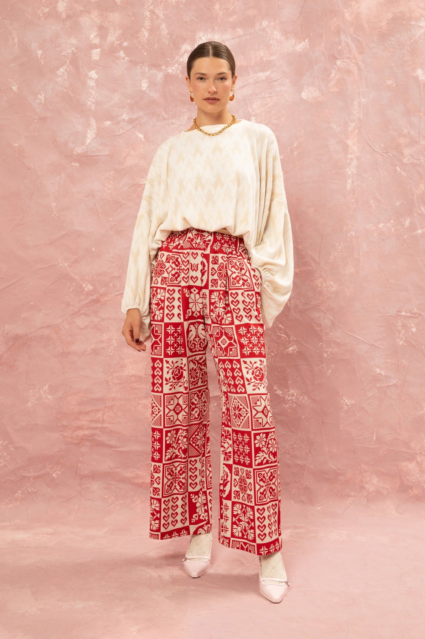 ELASTICATED-WAIST PANTS - KOUVERTA ' - ' ΠΑΝΤΕΛΟΝΙΑ