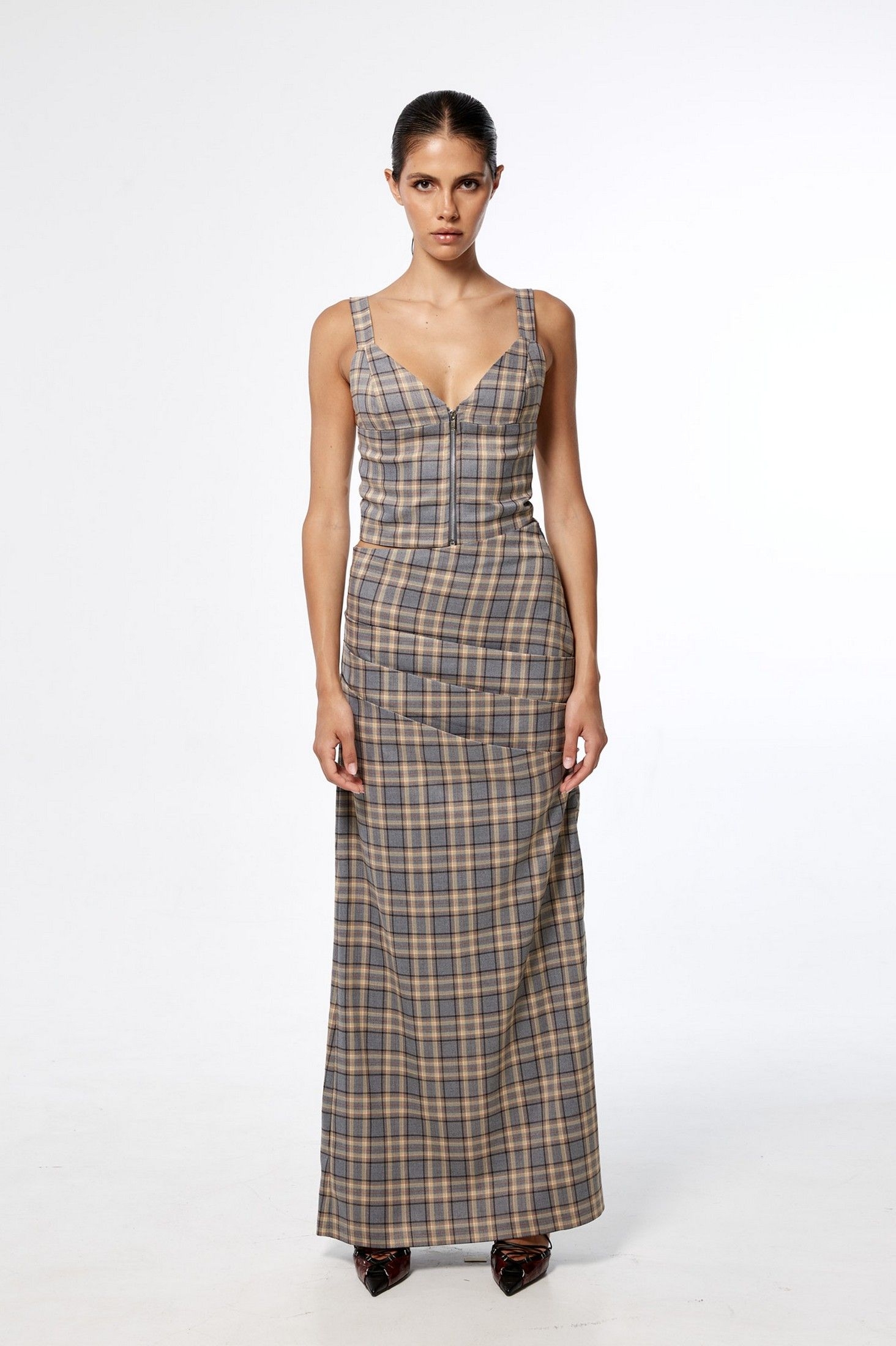 PLAID FUSION MAXI SKIRT ' - ' ΦΟΥΣΤΕΣ