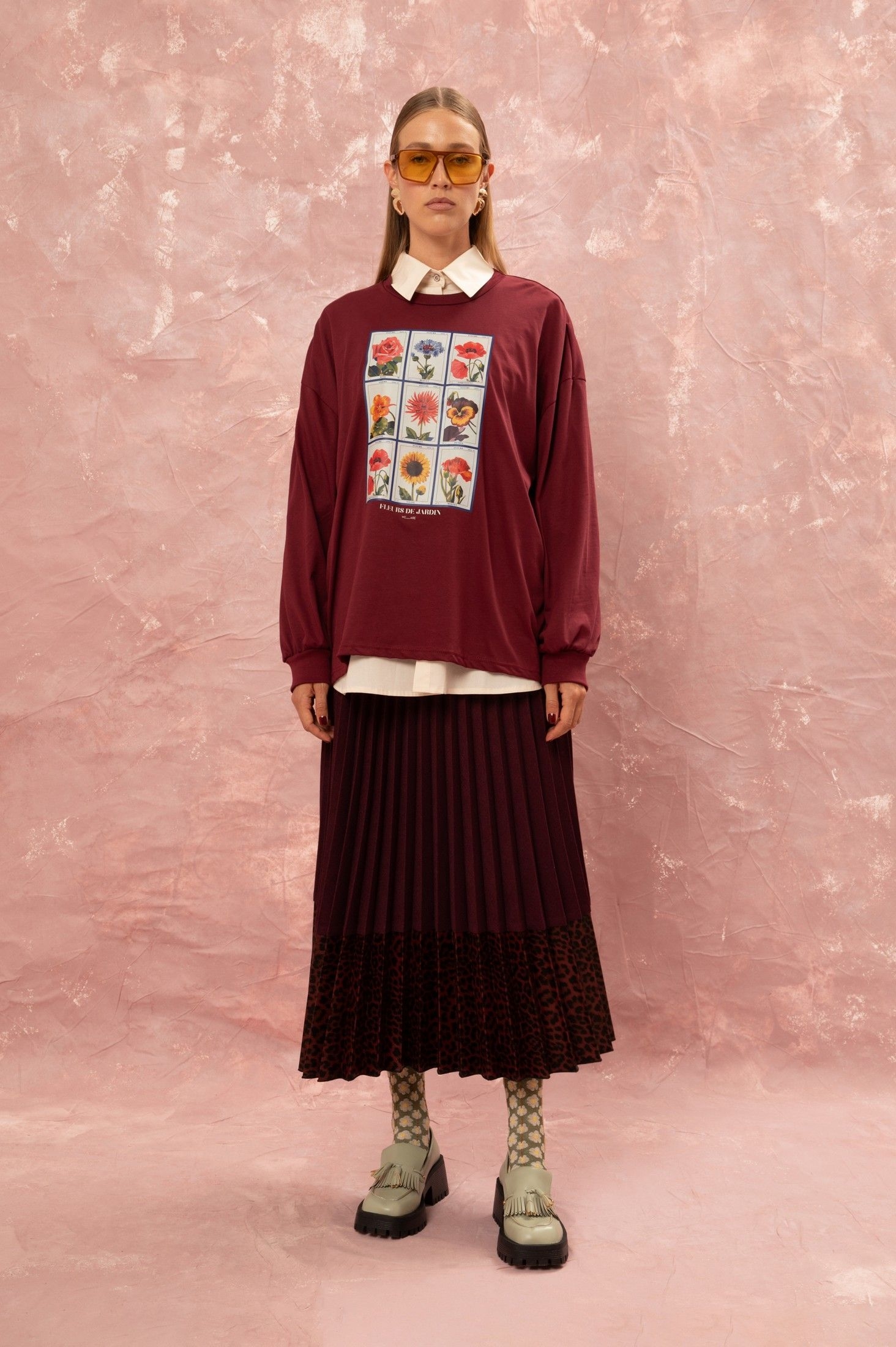 LONG SLEEVE T-SHIRT - BURGUNDY ' - ' ΤΟΠ