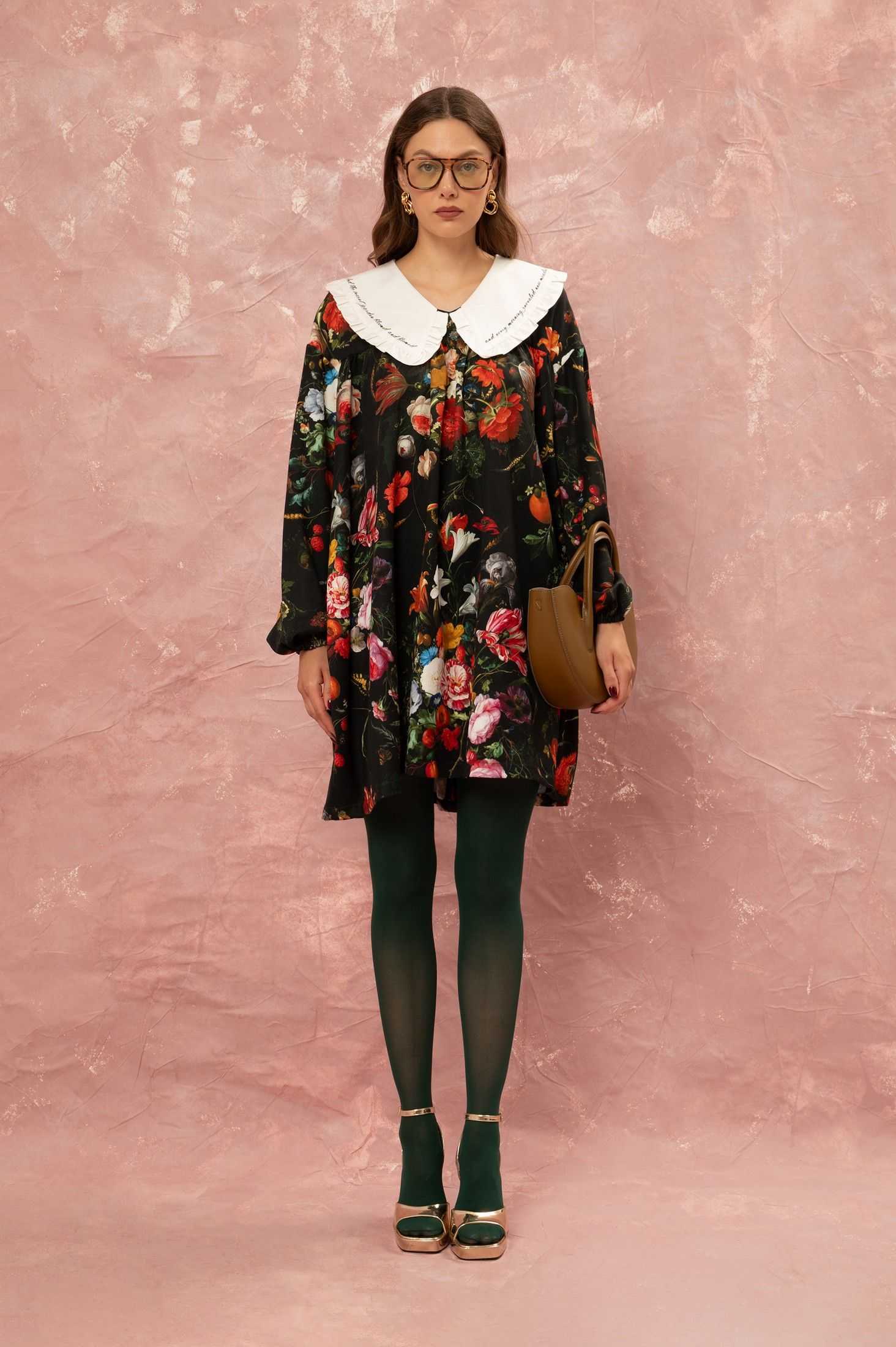 BIG COLLAR MINI DRESS - STILL LIFE